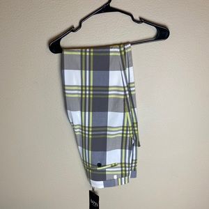 Skinny fit Lime green plaid print pants